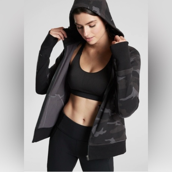 Athleta Tops - Athleta Triumph Full Zip Hoodie Dark Camo